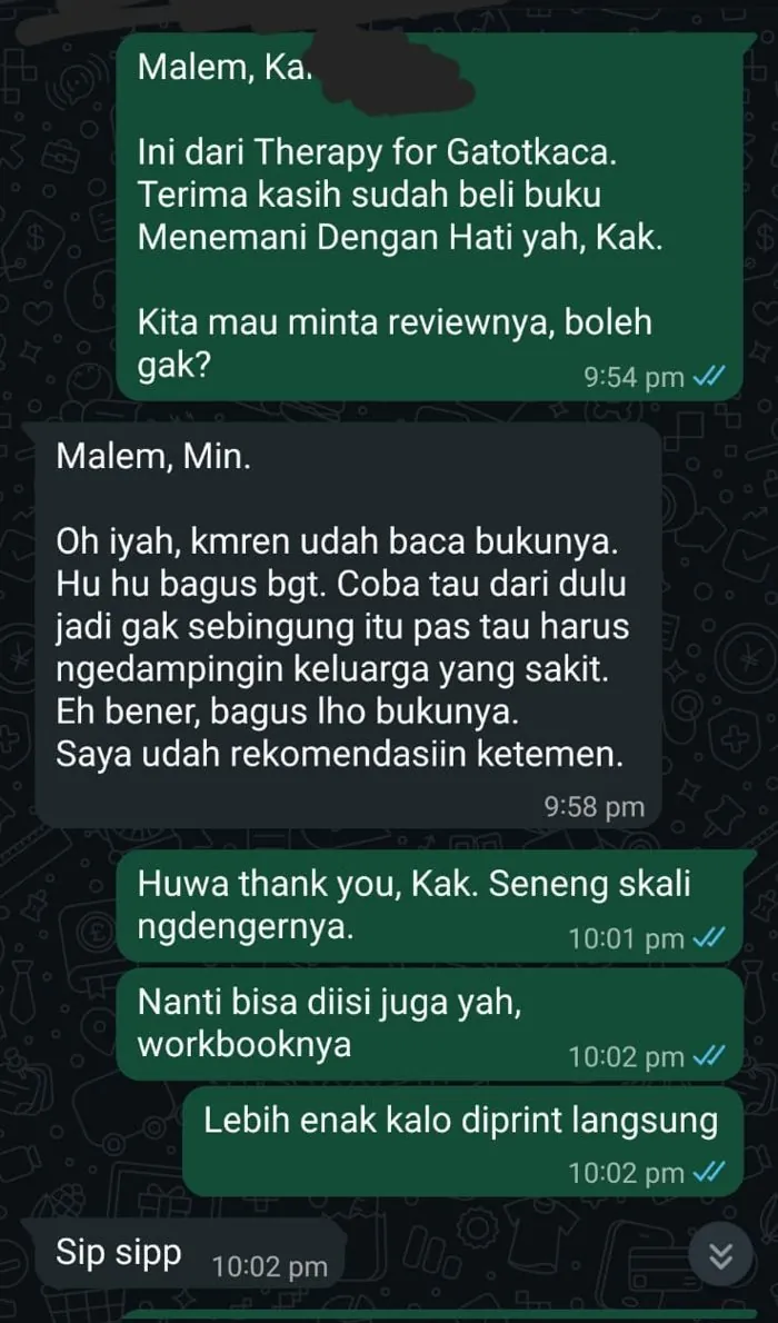 Chat WhatsApp pembaca: bagus banget, sudah direkomendasikan ke teman
