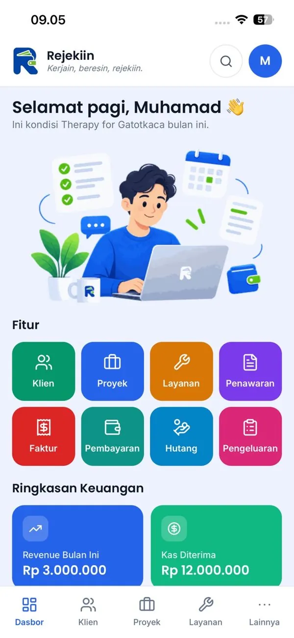 Tampilan aplikasi Rejekiin