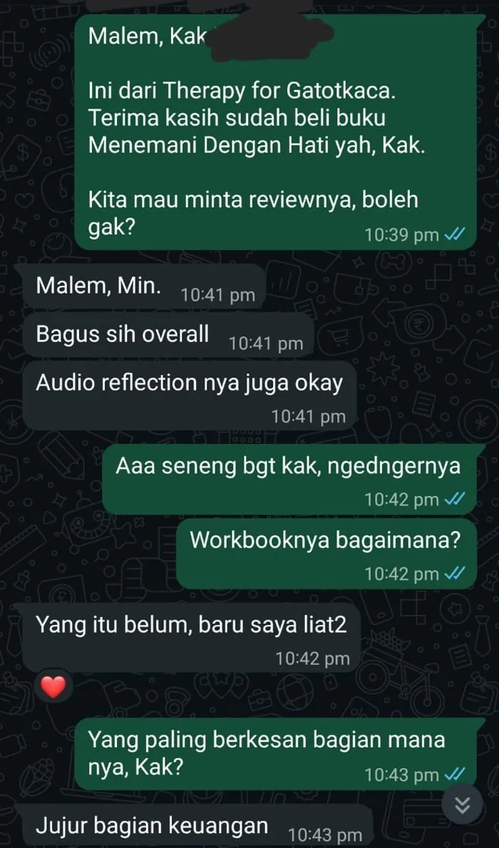Chat WhatsApp pembaca: audio reflection-nya juga oke