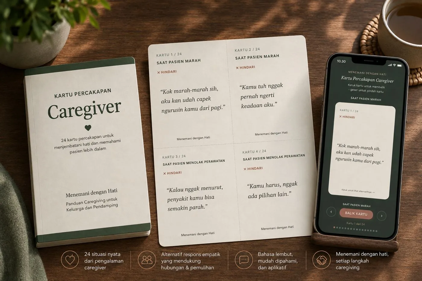 Kartu Percakapan Caregiver versi cetak dan versi aplikasi