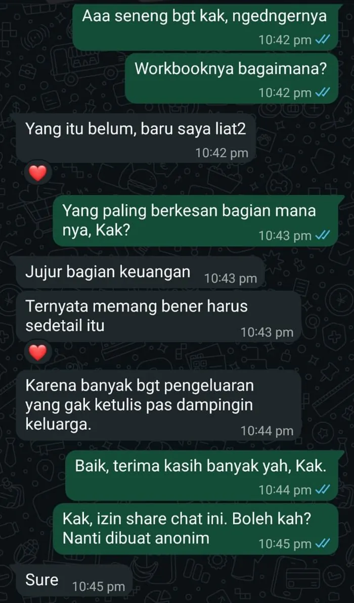 Chat WhatsApp pembaca: bagian keuangan paling berkesan