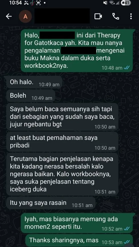 Chat WhatsApp pembaca: dari sebagian yang sudah dibaca, jujur ngebantu banget