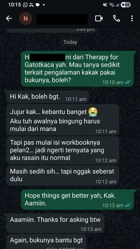 Chat WhatsApp pembaca: masih sedih tapi nggak seberat dulu