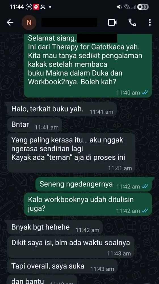Chat WhatsApp pembaca: nggak ngerasa sendirian lagi